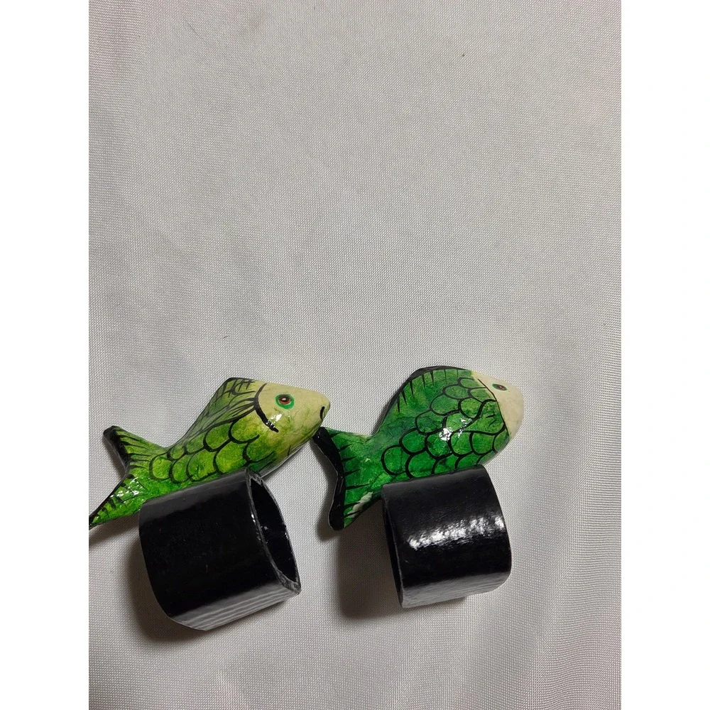 8pc Hand Painted Wooden Fish‎ Napkin Holders Tropical Coastal Beach Table Decor